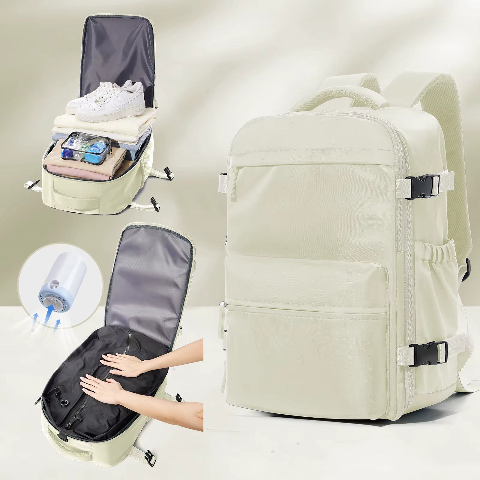 Vacuum Backpack Travel Bag for Men Large Capacity Backpack Business Laptop Backpack Women Men Expandable Backpack School Bag